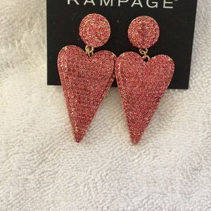 New Rampage Crystal Hearts Earrings